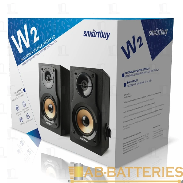 Колонки 2.0 Smartbuy W1 8W USB+Jack 3.5мм черный (1/20)