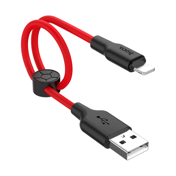 Кабель HOCO X21 Plus USB (m)-Lightning (m) 0.25м 2.4A силикон черный красный (1/30/300)