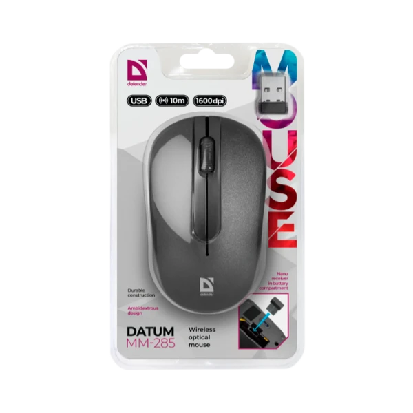 Мышь беспроводная Defender MM-285 Datum классическая USB черный (1/40)