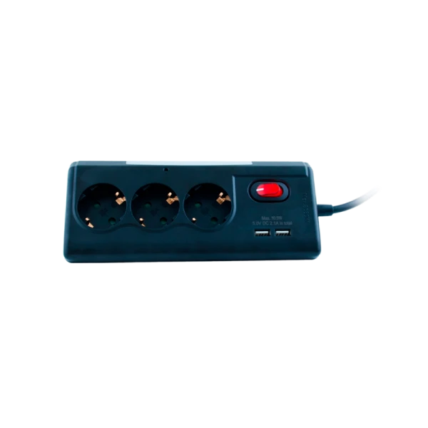 Сетевой фильтр Старт ZDV S 3р.С/З 16A 2USB с выкл. со шторкой 1.5м ПВС 3x1мм² (1/12)