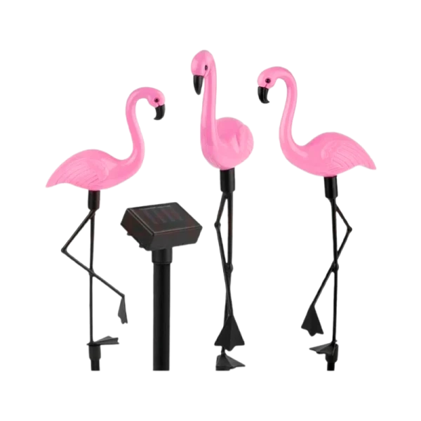 Фонарь садовый Космос "Три розовых фламинго" от солнечной батареи (1/12)
