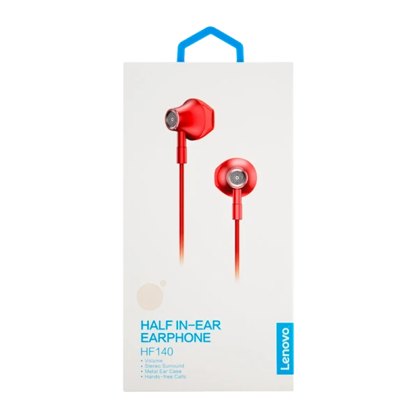 Наушники внутриканальные Lenovo HF140 с микр. красный
