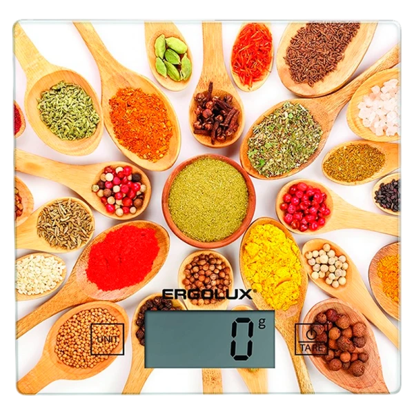 Весы кухонные Ergolux ELX-SK01-С11 электронные 5кг ассорти (1/20)