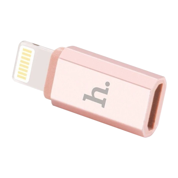 Переходник HOCO Lightning (m)-microUSB (f) пластик розовое золото (1/200/1200)