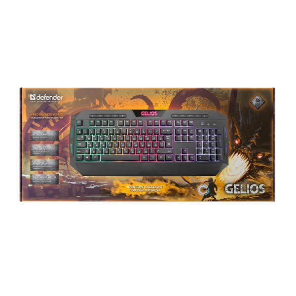 Клавиатура проводная Defender GK-174DL Gelios игровая USB 1.5м черный (1/10)