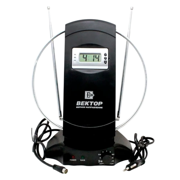 ТВ-Антенна комнатная Вектор AR-032 активная с питанием с усилителем DVB-T/T2 (1/10)