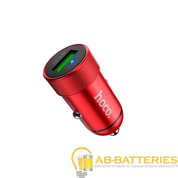 Автомобильное З/У HOCO Z32 1USB 3.0A QC3.0 красный (1/14/140)