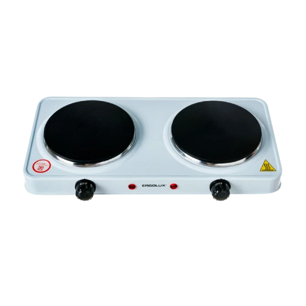 Электроплитка Ergolux ELX-EP04-C01 2 конф., дисковый нагр.эл.2000Вт, 220-240В белая (1/6)