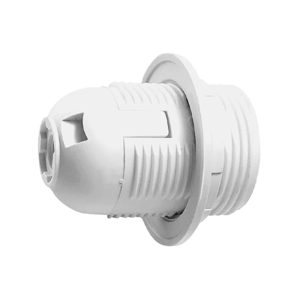 Патрон Прогресс с прижимным кольцом E27 пластик белый (1/50/200)