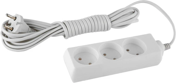 Удлинитель ЭРА UX 3р.Б/З 6A 5.0м белый (1/20)