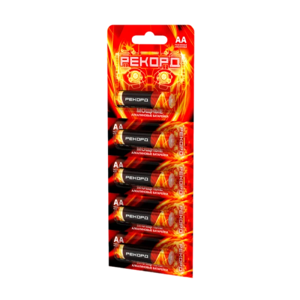 Батарейка Рекорд LR6 AA BL5 Alkaline 1.5V отрывные (5/60/600)