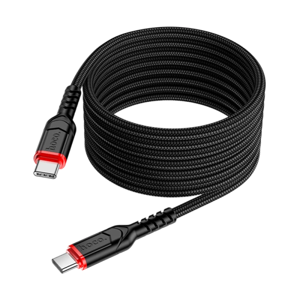 Кабель HOCO X59 Type-C (m)-Type-C (m) 2.0м 3.0A нейлон черный (1/33/330)