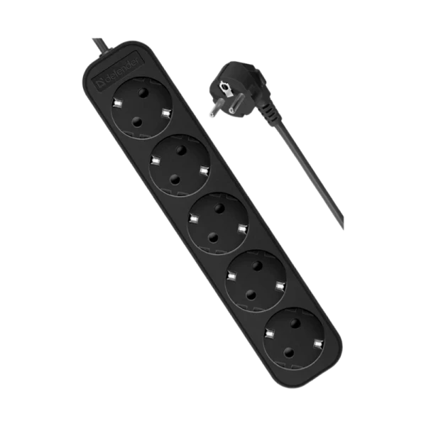 Удлинитель Defender M550 5р.С/З 10A 5.0м черный (1/35)