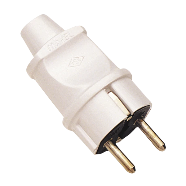 Вилка электрическая Makel С/З белый 10002 (1/100)