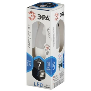 Лампа светодиодная ЭРА B35 E27 7W 2700К 170-265V свеча матовая (1/10/100)