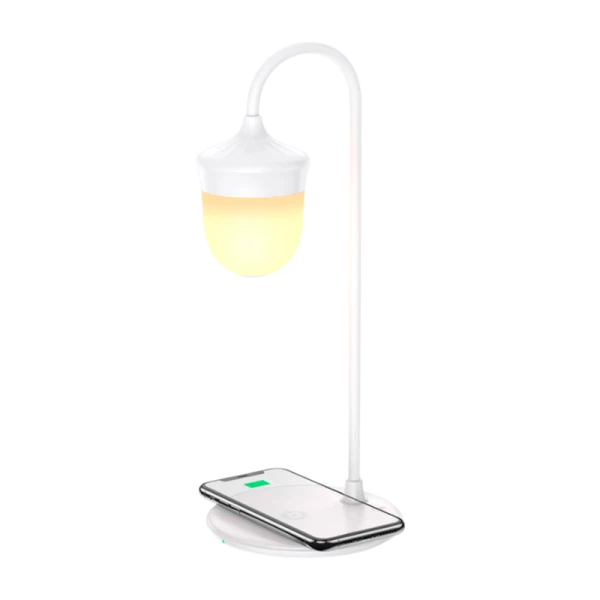 Светильник настольный Borofone BQ8 10W 230V на основании сенс. беспр. зар. Qi белый (1/24)