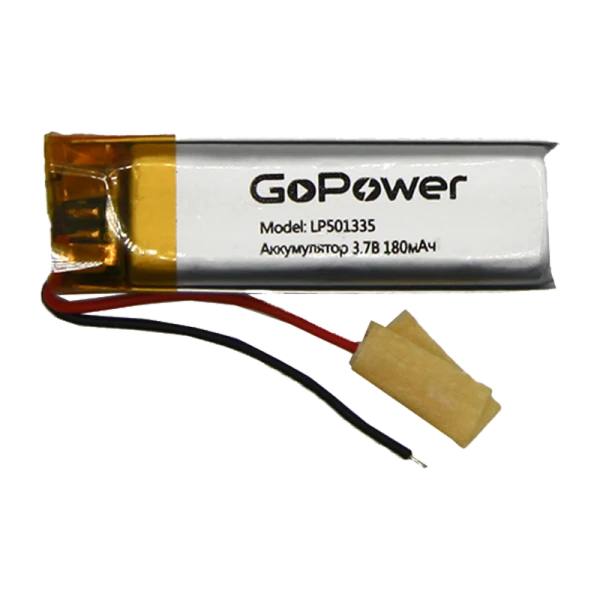 Аккумулятор Li-Pol GoPower LP501335 PK1 3.7V 180mAh с защитой (1/10/250)