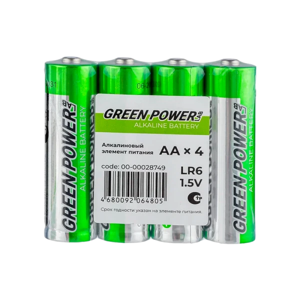 Батарейка GREEN POWERlab LR6 AA Shrink 4 Alkaline 1.5V (4/40/1000)