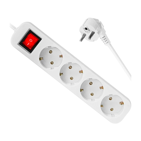 Удлинитель Defender S450 4р.С/З 10A 5.0м с выкл. ПВС 3x1мм² белый (1/30)