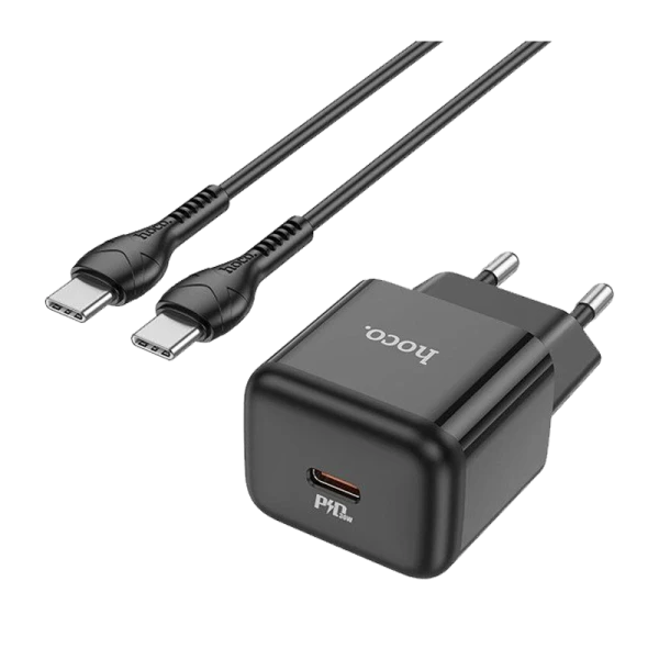 Сетевое З/У HOCO N32 Type-C 30W PD3.0 с кабелем Type-C-Type-C черный (1/13/130)