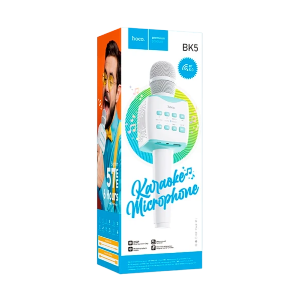 Микрофон HOCO BK5 динамический 72 дБ bluetooth 5.0 microSD голубой (1/30)