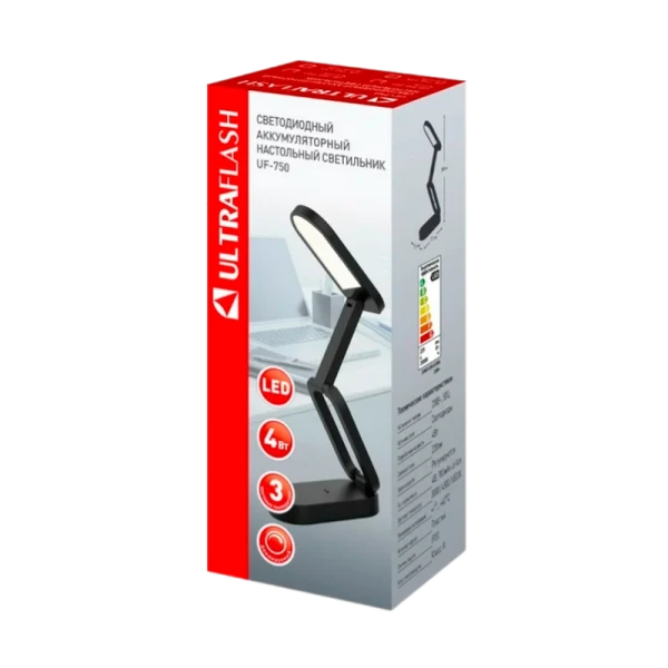 Светильник настольный Ultraflash UF-750 4W на основании черный (1/40)