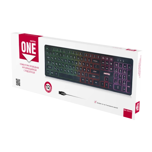 Клавиатура проводная Smartbuy 305 ONE классическая USB 1.35м черный (1/10)