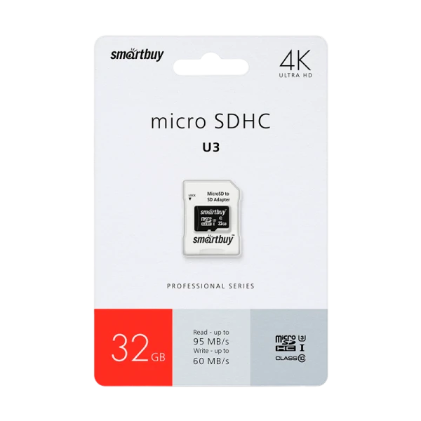 Карта памяти microSD Smartbuy Class10 PRO U3 32GB