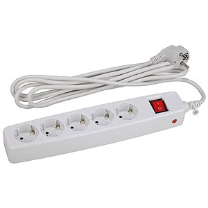 Сетевой фильтр ЭРА SF 5р.С/З 10A со шторкой 4.0м белый (1/20)