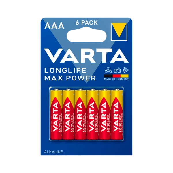 Батарейка Varta LONGLIFE MAX POWER (MAX TECH) LR03 AAA BL6 Alkaline 1.5V (4703) (6/60/300)
