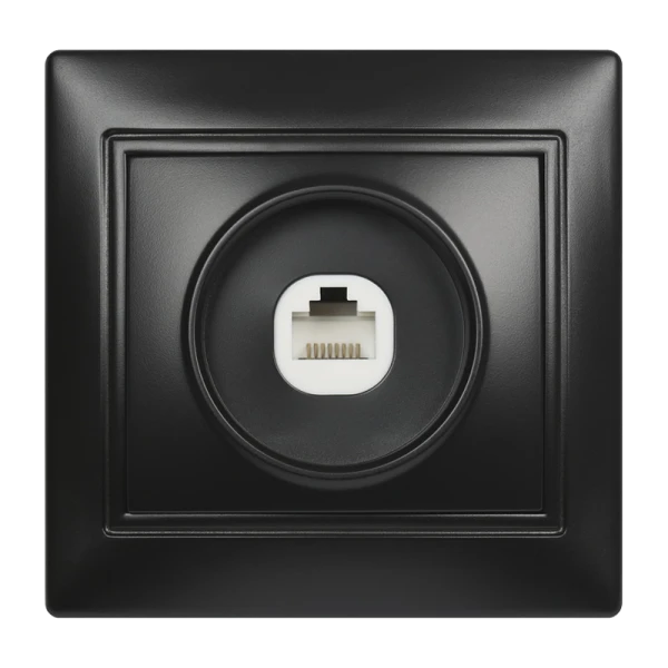 Розетка Smartbuy компьютерная RJ-45 1-местная черная "Венера"