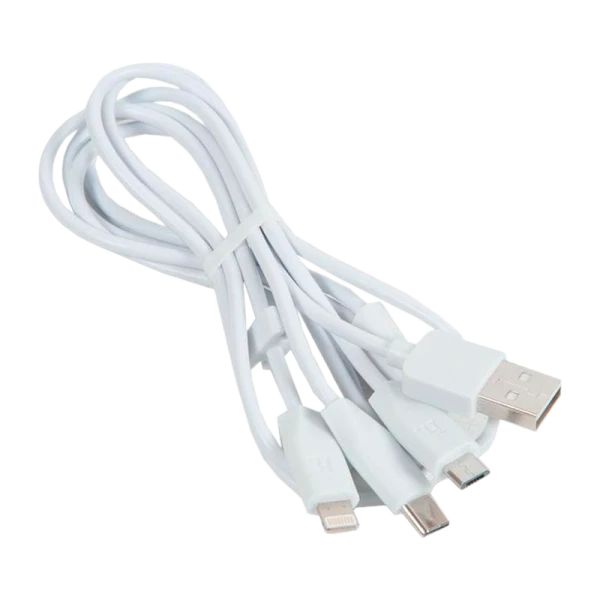 Кабель HOCO X1 USB (m)-2хType-C/Lightning/microUSB (m) 1.0м 2.4A ПВХ белый (1/30/300)