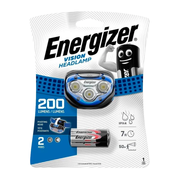 Фонарь налобный Energizer Vision Headlight 1LED от батареек 2 режима синий