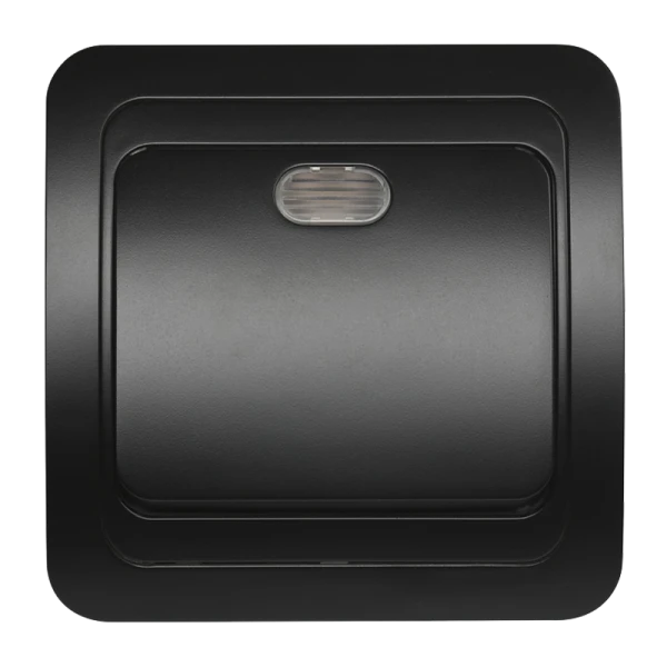 Выключатель Smartbuy 1-клавишный с индикатором 10А черный "Марс"