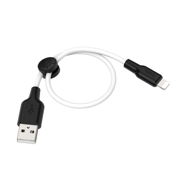 Кабель HOCO X21 Plus USB (m)-Lightning (m) 0.25м 2.4A силикон черный белый (1/30/300)