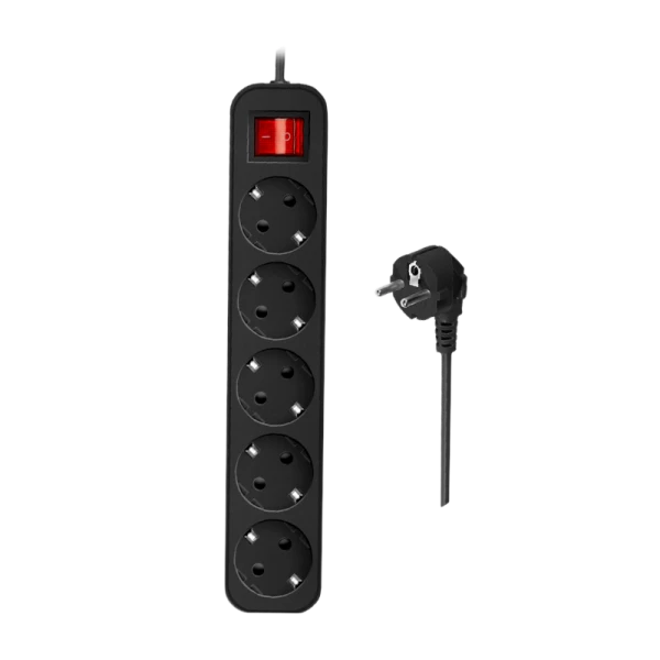 Удлинитель Defender G530 5р.С/З 10A 3.0м с выкл. черный (1/45)