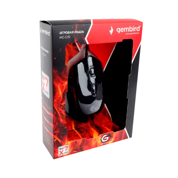 Мышь проводная Gembird MG-570 игровая черный (1/40)
