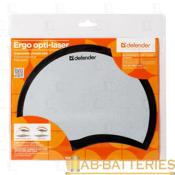 Коврик для мыши Defender Ergo opti-laser 215х165х1.2 мм черный (1/20)