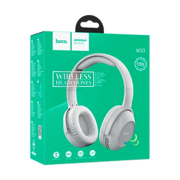 Наушники полноразмерные HOCO W33 bluetooth 5.0 с микр. microSD серый (1/30)