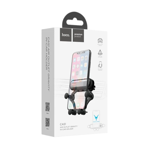 Держатель автомобильный HOCO CA51 в воздуховод черный (1/108)