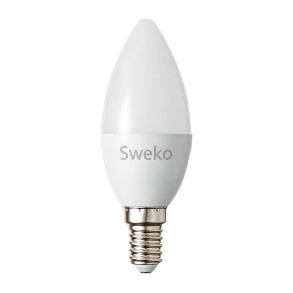 Лампа светодиодная Sweko C35 E14 7W 3000К 230V свеча на ветру (1/5/100)