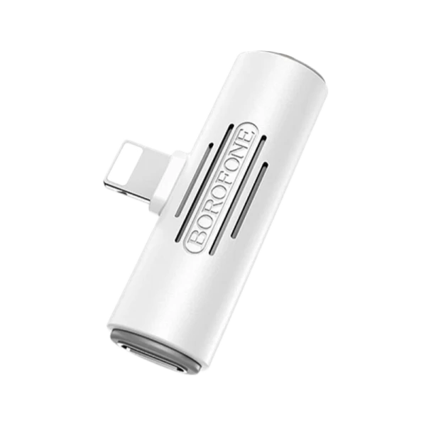 Переходник AUX Borofone BV7 Jack 3.5mm (f)-Lightning (m)/Lightning (f) пластик белый (1/72/288)