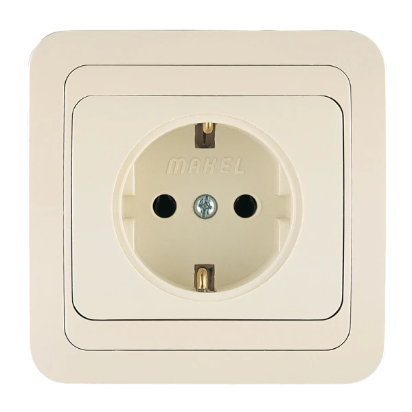 Розетка Makel Mimoza 1гн. 16A С/З кремовый 25028 (1/12)