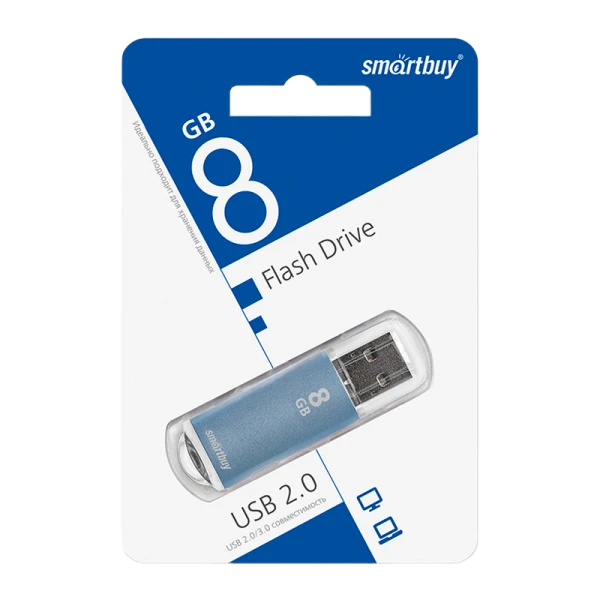Флеш-накопитель Smartbuy V-Cut 8GB USB2.0 пластик синий