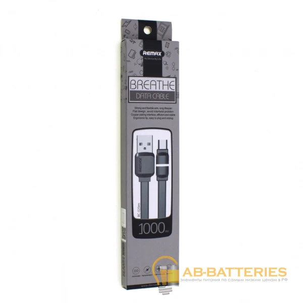 USB кабель REMAX Breathe (Micro) RC-029M Черный (1M, 2.1A)