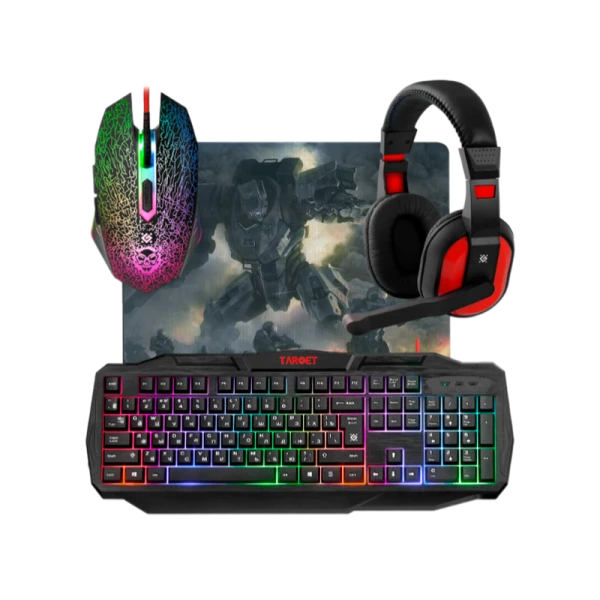 Набор клавиатура+мышь+коврик+наушники проводной Defender MKP-350 Target игровой (1/10)