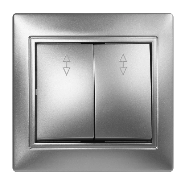 Выключатель Smartbuy проходной 2-клавишный 10А серебро "Венера"