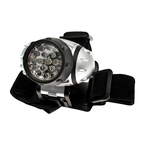 *Фонарь налобный Космос H14 1.5W 14LED от батареек 4 режима серебряный (1/25/100) 