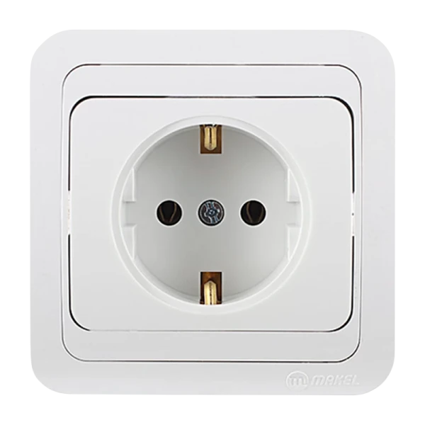 Розетка Makel Mimoza 1гн. 16A С/З белый 12008 (1/12)