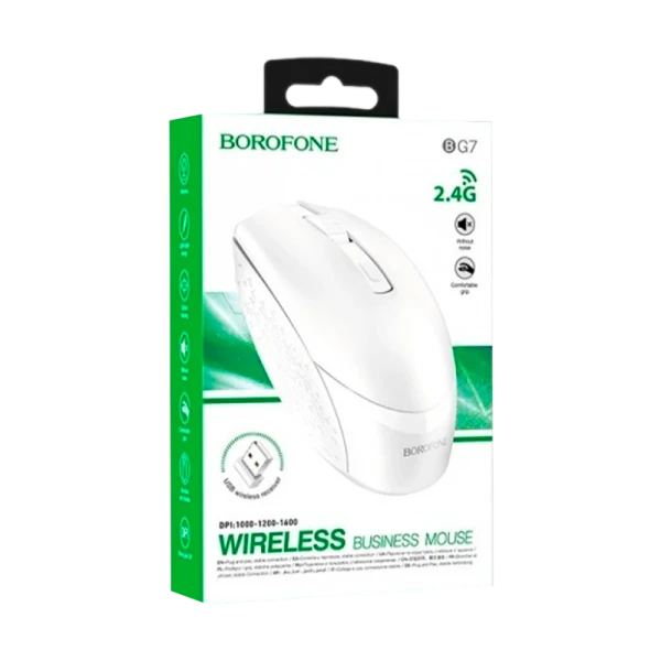 Мышь беспроводная Borofone BG7 классическая USB белый (1/22/88)